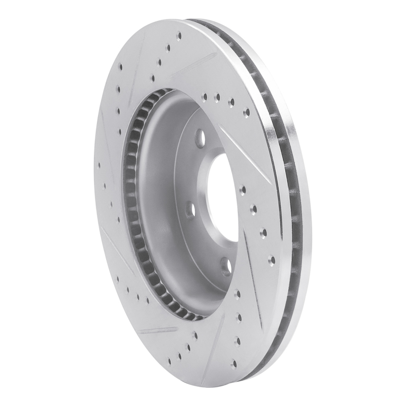 Volkswagen AMAROK Brake Rotor (1) - Front Right - R1 Concepts - Drilled & Slotted - Silver - `10-`17